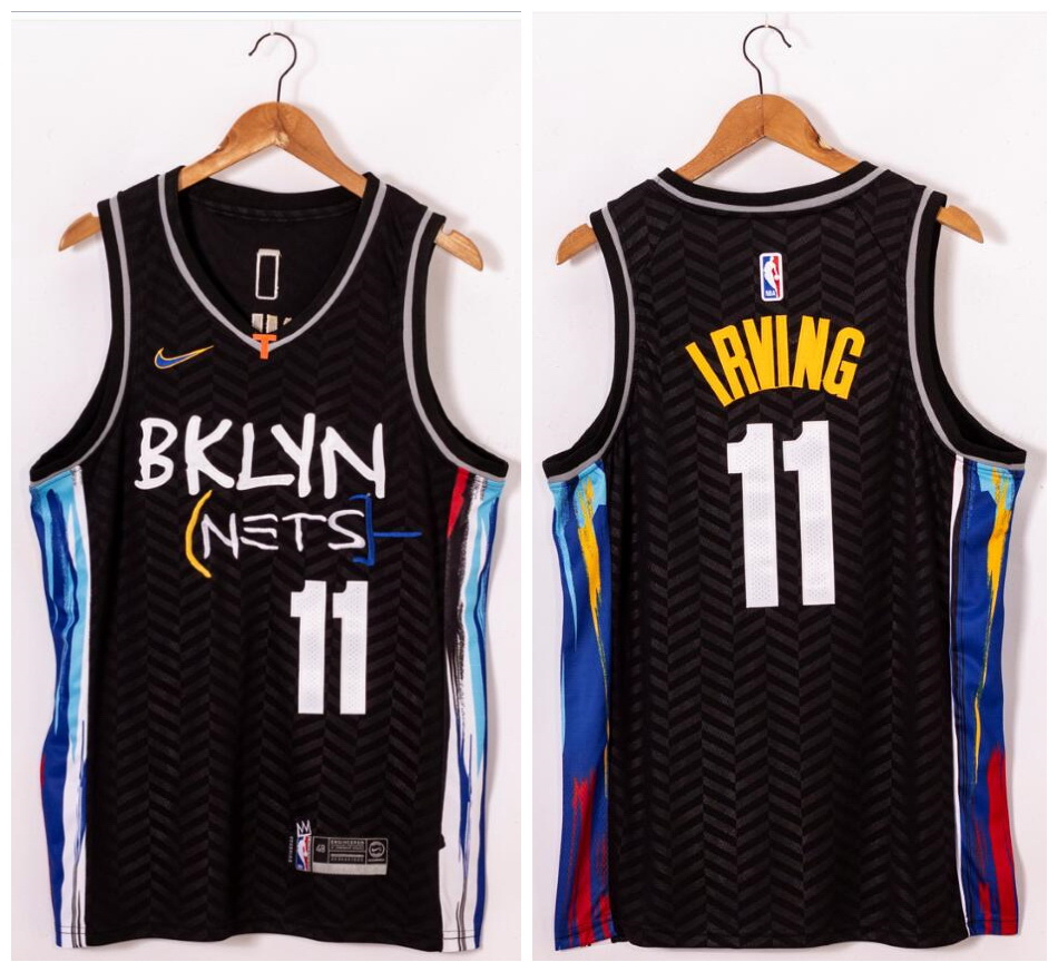 Men Brooklyn Nets 11 Kyrie Irving Black 2021 Nike Swingman Jersey