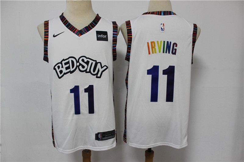 Men Brooklyn Nets 11 Kyrie Irving White 2020 City Edition Gradient Font Nike Swingman Jersey