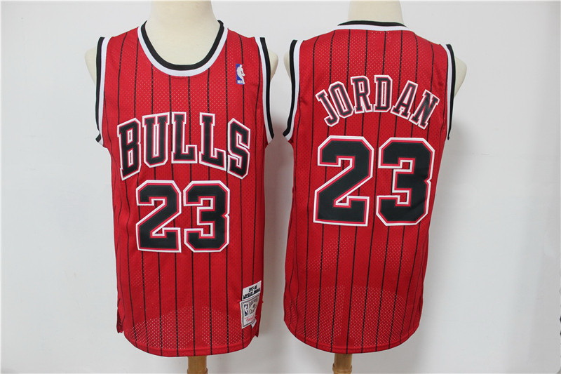 Men Chicago Bulls 23 Michael Jordan Red Hardwood Classics Jersey