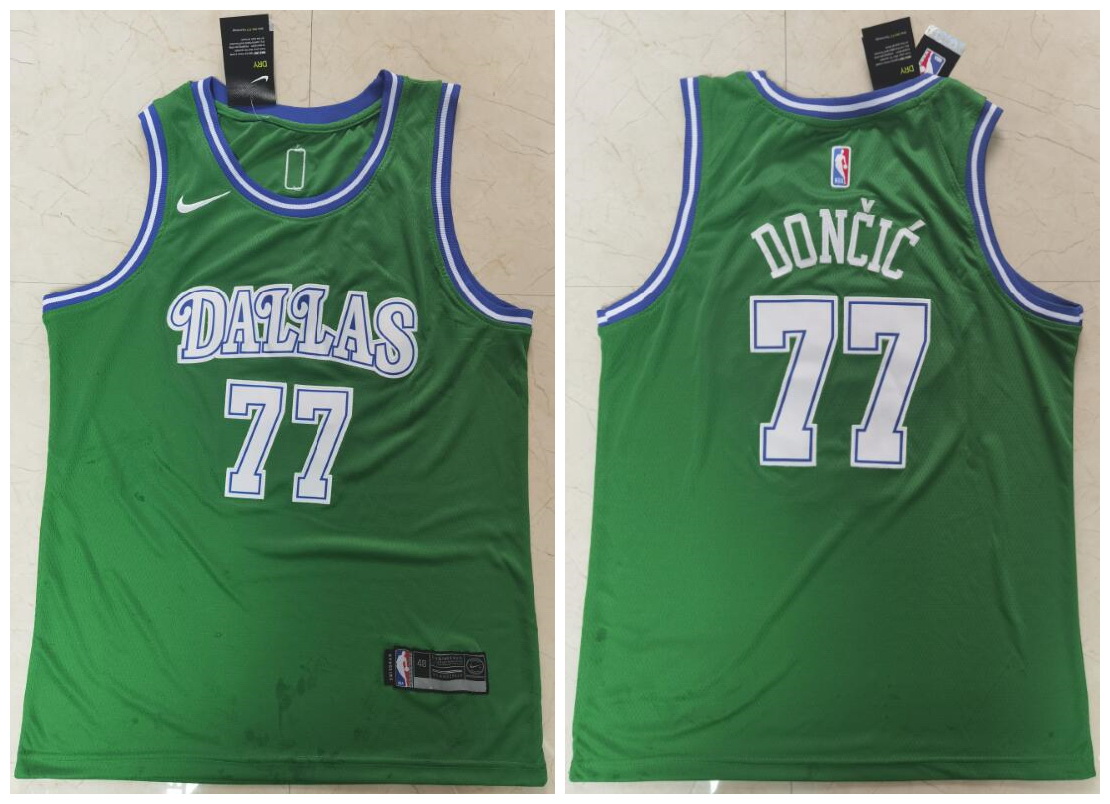 Men Dallas Mavericks 77 Luka Doncic Green Nike Swingman Jersey