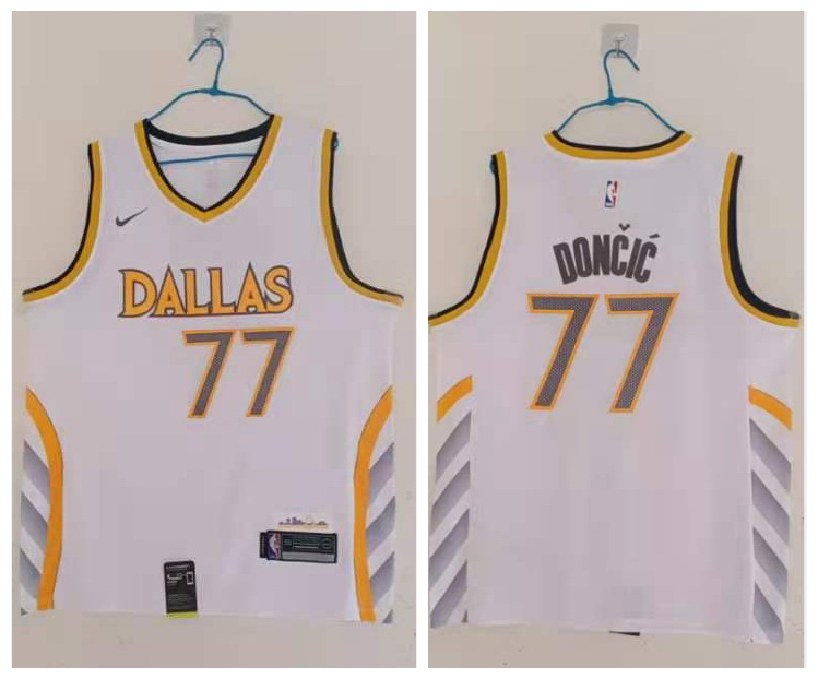 Men Dallas Mavericks 77 Luka Doncic White 2020 21 City Edition Nike Swingman Jersey