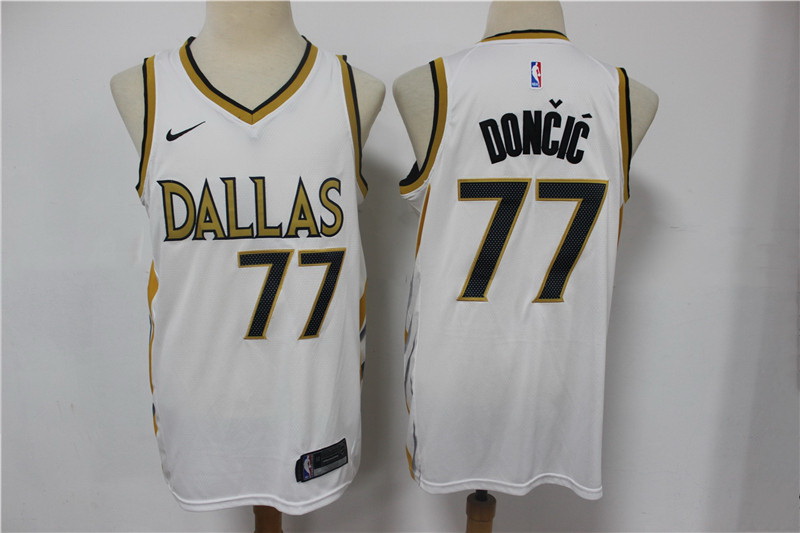 Men Dallas Mavericks 77 Luka Doncic White 2021 City Edition Nike Swingman Jersey