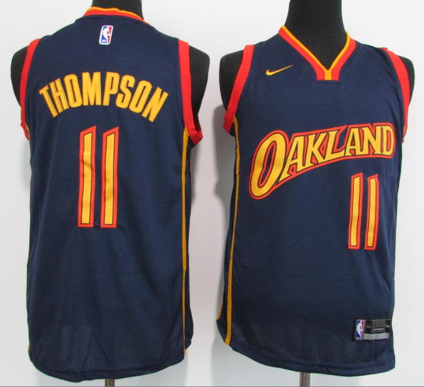 Men Golden State Warriors 11 Klay Thompson Navy 2021 New Nike Swingman Jersey