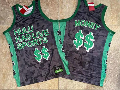 Men Hulu Has Live Sports Black $$ Money Stitched Basketball Jersey