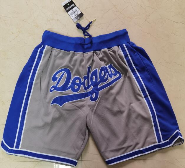 Men Los Angeles Dodgers Team Logo Gray Pocket Baseball Shorts