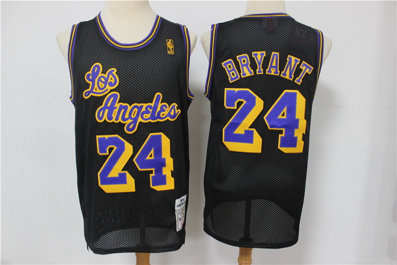 Men Los Angeles Lakers 24 Kobe Bryant Black Hardwood Classics Mesh Jersey