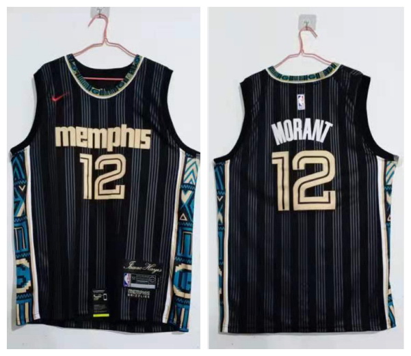 Men Memphis Grizzlies 12 Ja Morant Black 2020 21 City Edition Nike Swingman Jersey