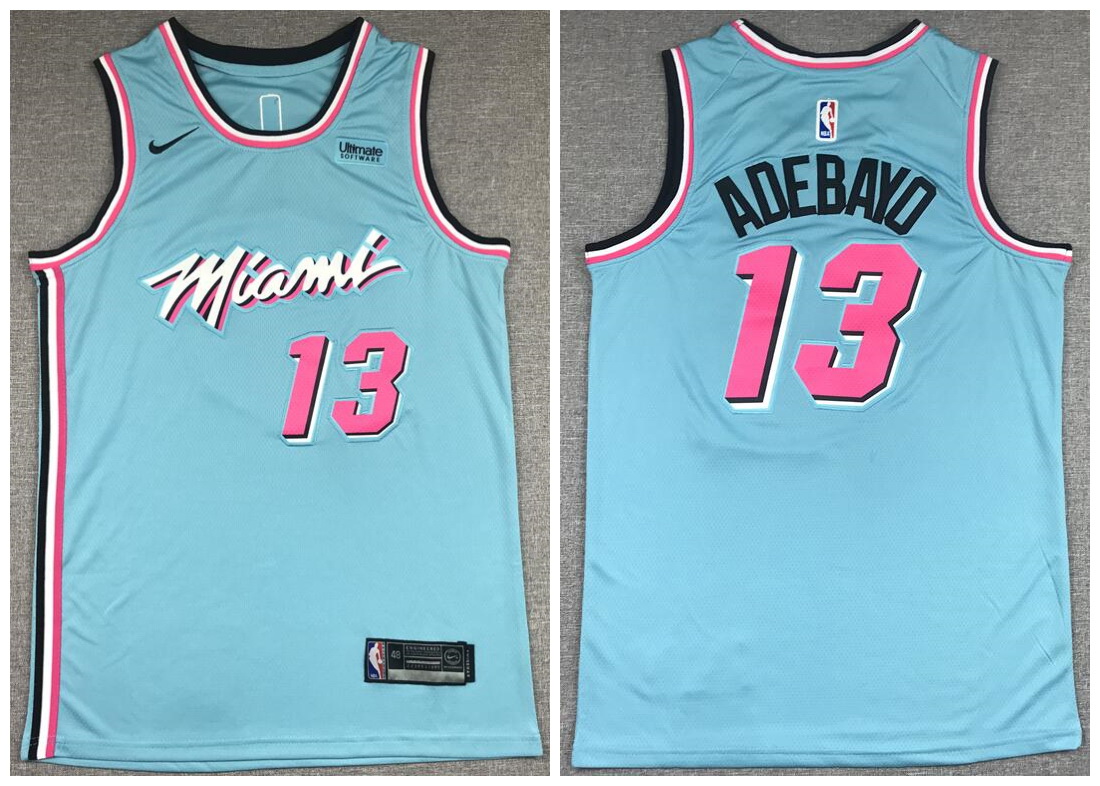 Men Miami Heat 13 Bam Adebayo Light Blue Nike City Edition Swingman Jersey