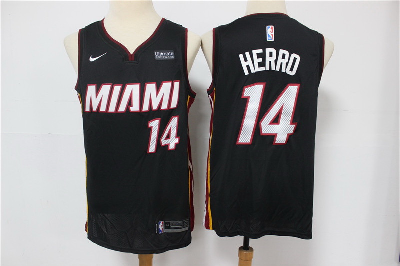 Men Miami Heat 14 Tyler Herro Black Nike Swingman Jersey