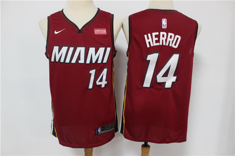 Men Miami Heat 14 Tyler Herro Red Nike Swingman Jersey