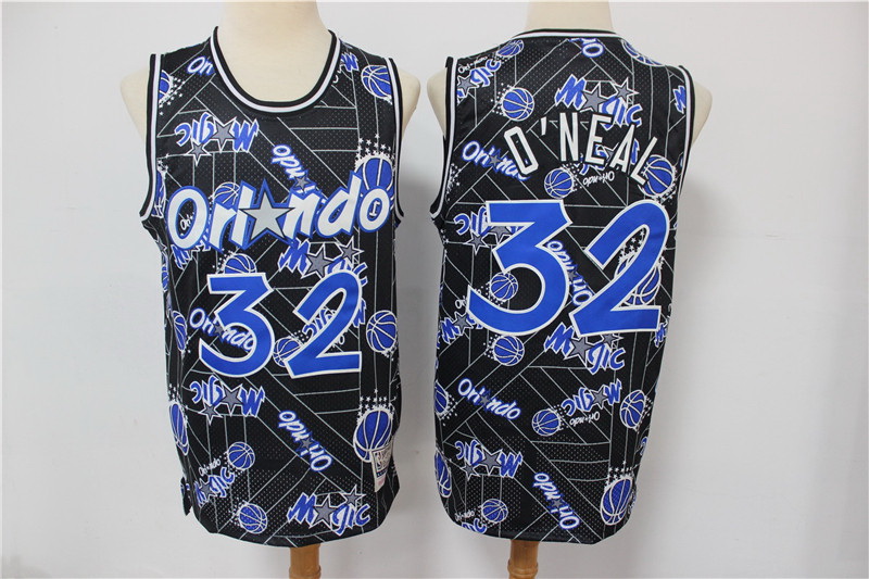 Men Orlando Magic 32 Shaquille O'Neal Black Tear Up Pack Hardwood Classics Swingman Jersey