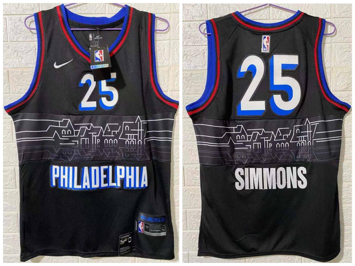 Men Philadelphia 76ers 25 Ben Simmons Black 2020 21 City Edition Nike Swingman Jersey