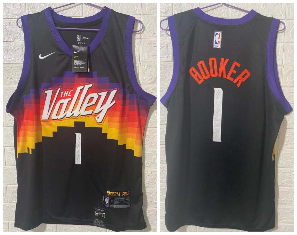 Men Phoenix Suns 1 Devin Booker Black 2020 21 City Edition Swingman jersey