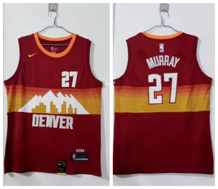 Men Denver Nuggets 27 Jamal Murray Red 2020 21 City Edition Nike Swin