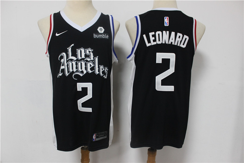 Men Los Angeles Clippers 2 Kawhi Leonard Black 2021 City Edition Nike Swin