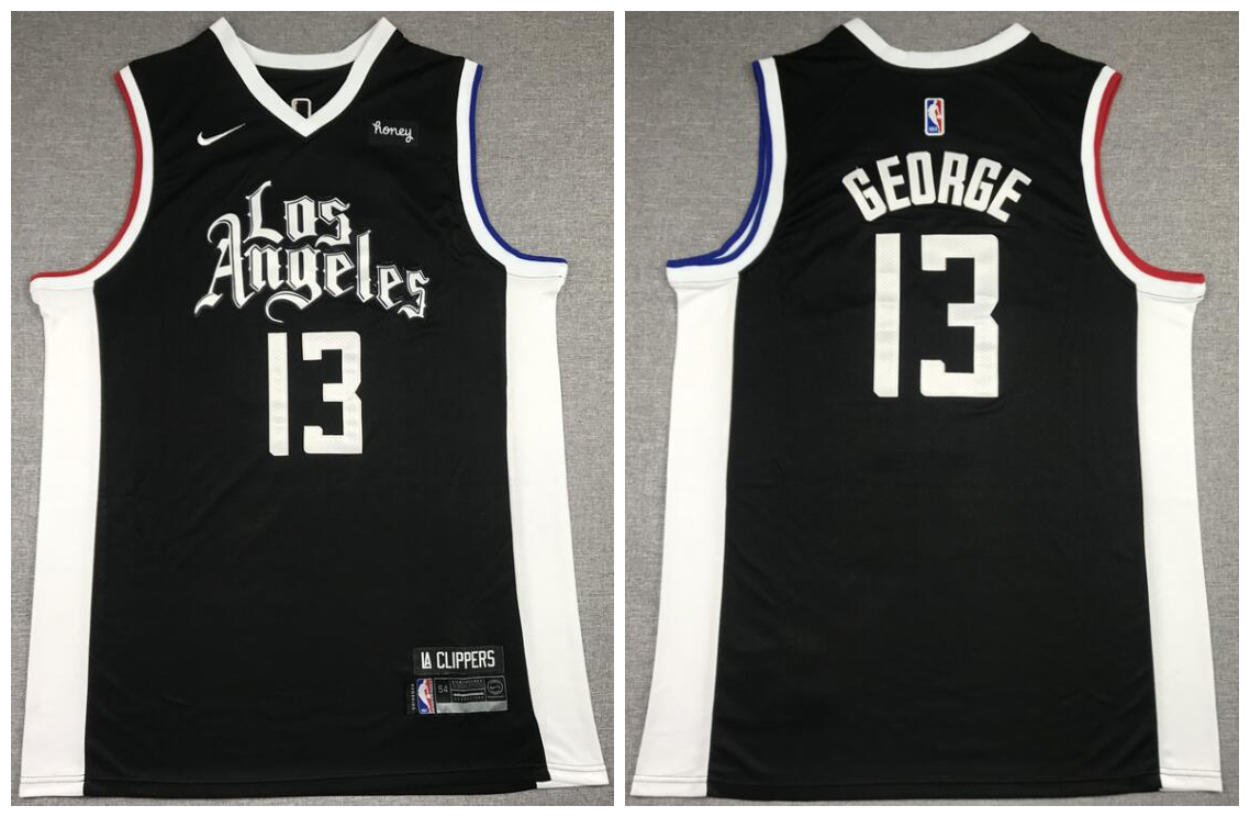 Men Los Angeles Clippers 13 Paul George Black 2021 City Edition Nike Swin