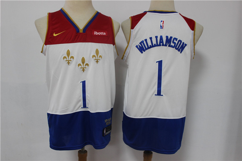 Men New Orleans Pelicans 1 Zion Williamson White 2020 21 City Edition Nike Swingman