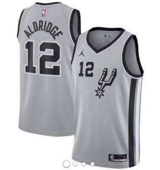 Men Jordan San Antonio Spurs 12 LaMarcus Aldridge Swingman Silver Alternate NBA Jersey Statement Edi