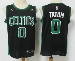 Men Boston Celtics 0 Jayson Tatum Black 2021 Brand Jordan Swingman Stitched NBA Jersey With NEW Spon