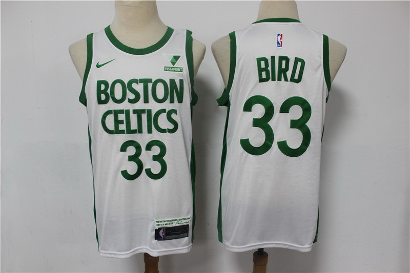 Men Boston Celtics 33 Larry Bird White 2021 Nike City Edition Swingman Stitched NBA Jersey With The 