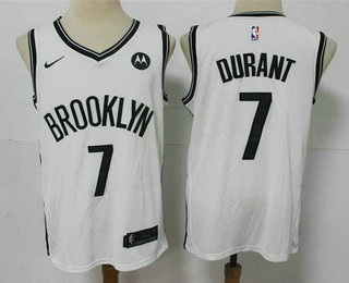 Men Brooklyn Nets 7 Kevin Durant 2021 White Swingman Stitched NBA Jersey With The NEW Sponsor Logo