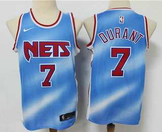 Men Brooklyn Nets 7 Kevin Durant Blue 2020 21 Hardwood Classics Stitched NBA Jersey