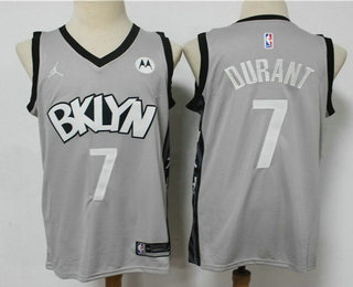 Men Brooklyn Nets 7 Kevin Durant Light Grey 2021 Brand Jordan Swingman Stitched NBA Jersey With NEW 