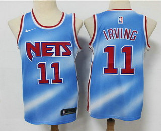 Men Brooklyn Nets 11 Kyrie Irving Blue 2020 21 Hardwood Classics Stitched NBA Jersey