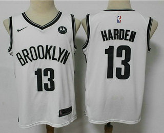 Men Brooklyn Nets 13 James Harden 2021 White Swingman Stitched NBA Jersey With The NEW Sponsor Logo