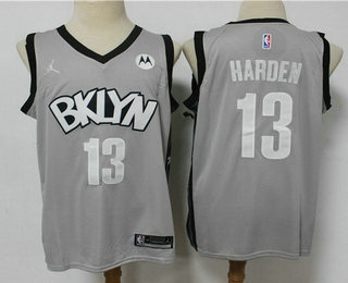 Men Brooklyn Nets 13 James Harden Light Grey 2021 Brand Jordan Swingman Stitched NBA Jersey With NEW