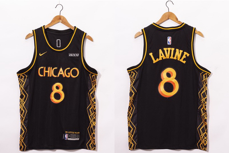 Men Chicago Bulls 8 Zach LaVine NEW Black Nike 2021 Swingman City Edition Jersey