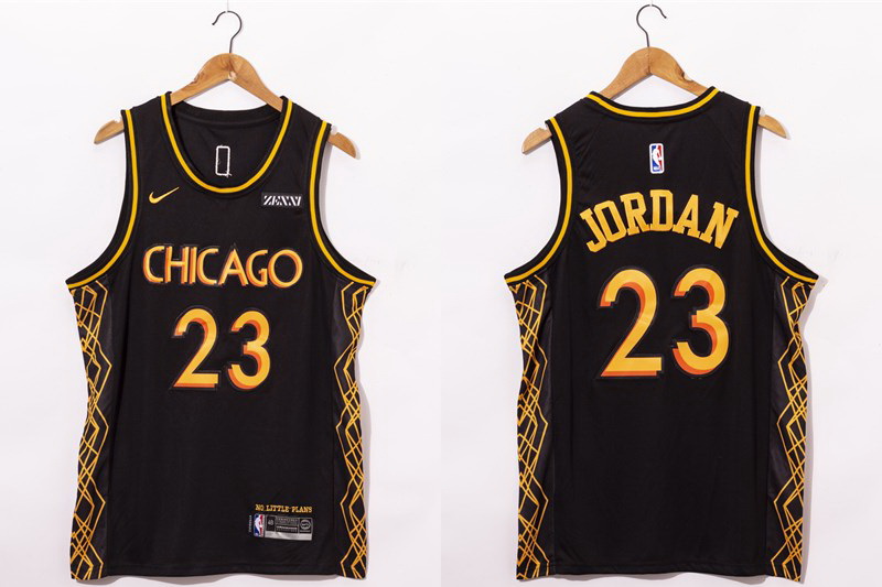 Men Chicago Bulls 23 Michael Jordan NEW Black Nike 2021 Swingman City Edition Jersey