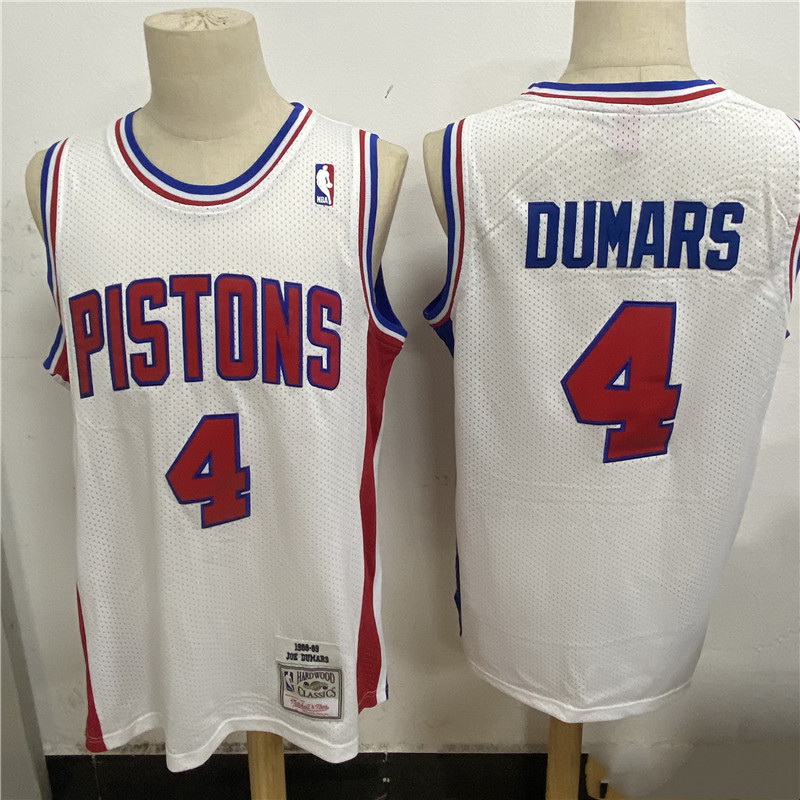 Men Detroit Pistons 4 Joe Dumars White 1988 89 Hardwood Classics