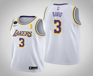 Men Los Angeles Lakers 3 Anthony Davis 2020 NBA Finals Champions Association White Jersey