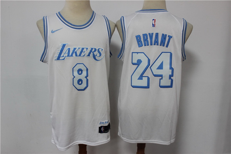 Men Los Angeles Lakers 8 24 Kobe Bryant White NEW 2021 Nike City Edition Stitched Jersey