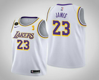 Men Los Angeles Lakers 23 LeBron James 2020 NBA Finals Champions Association White Jersey