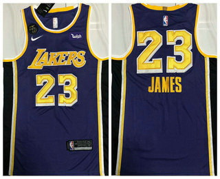 Men Los Angeles Lakers 23 LeBron James Purple With KB Patch NEW 2021 Nike Wish AU Stitched NBA Jerse