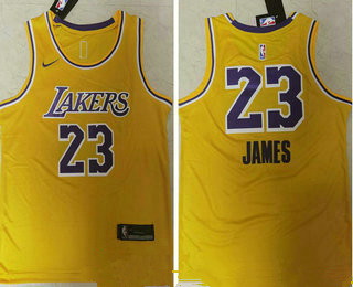 Men Los Angeles Lakers 23 LeBron James Yellow NEW 2021 Nike Swingman Stitched NBA Jersey_ u526F u672