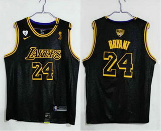 Men Los Angeles Lakers 24 Kobe Bryant Black 2020 NBA Finals Champions Nike City Edition Stitched Jer