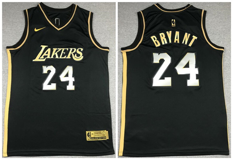 Men Los Angeles Lakers 24 Kobe Bryant Black Gold 2021 Nike Swingman Jersey