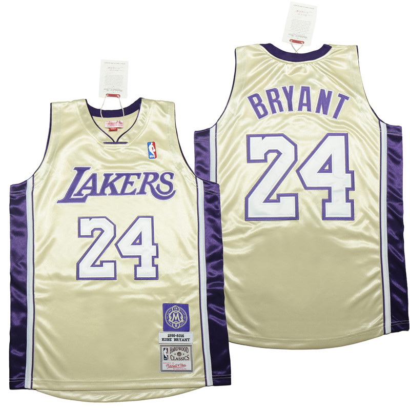 Men Los Angeles Lakers 24 Kobe Bryant Yellow 2008 09 Throwback Jerseys 1996 2016 u540D u4EBA u5802 u