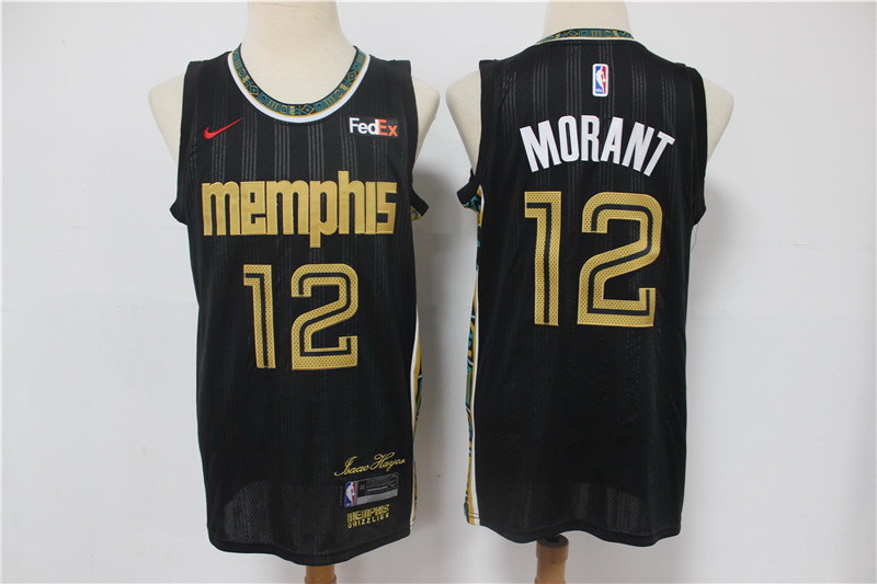 Men Memphis Grizzlies 12 Ja Morant Black 2020 21 City Edition Nike Swingman Jersey