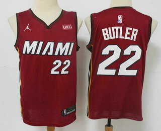 Men Miami Heat 22 Jimmy Butler Red 2020 Brand Jordan Swingman Stitched NBA Jersey With The NEW Spons