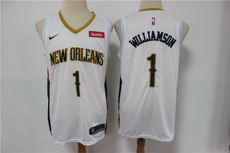 Men New Orleans Pelicans 1 Zion Williamson White Earned Edition Nike Swingman Jersey