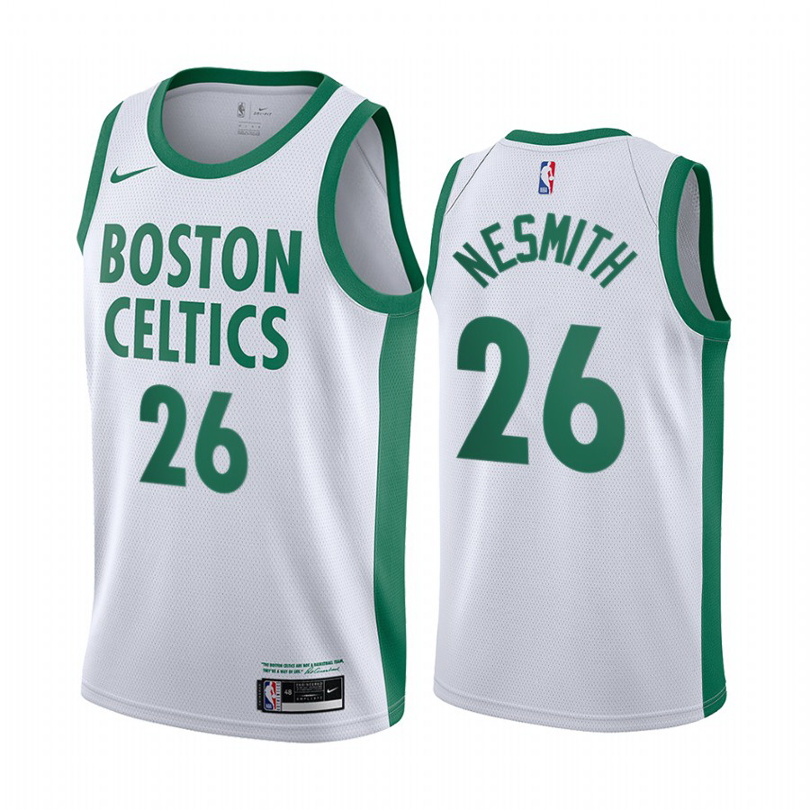 Men Nike Boston Celtics 26 Aaron Nesmith White NBA Swingman 2020