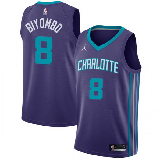 Men Nike Charlotte Hornets 8 Bismack Biyombo Purple NBA Jordan S