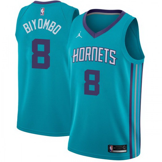 Men Nike Charlotte Hornets 8 Bismack Biyombo Teal NBA Jordan Swingman Icon Edition Jersey