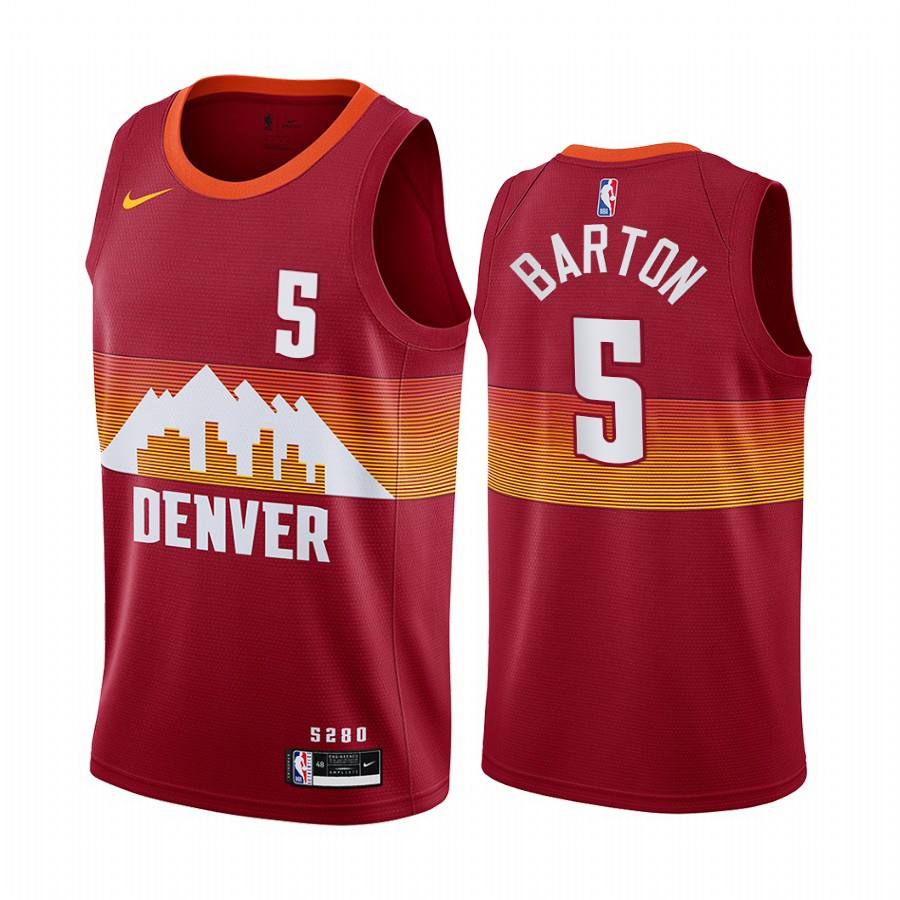 Men Nike Denver Nuggets 5 Will Barton Red NBA Swingman 2020 21 City Edition Jersey