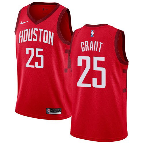 Men Nike Houston Rockets 25 Jerian Grant Red NBA Swingman Earned Edition Jersey