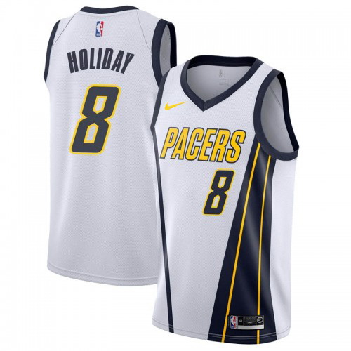 Men Nike Indiana Pacers 8 Justin Holiday White NBA Swingman Earned Edition Jersey